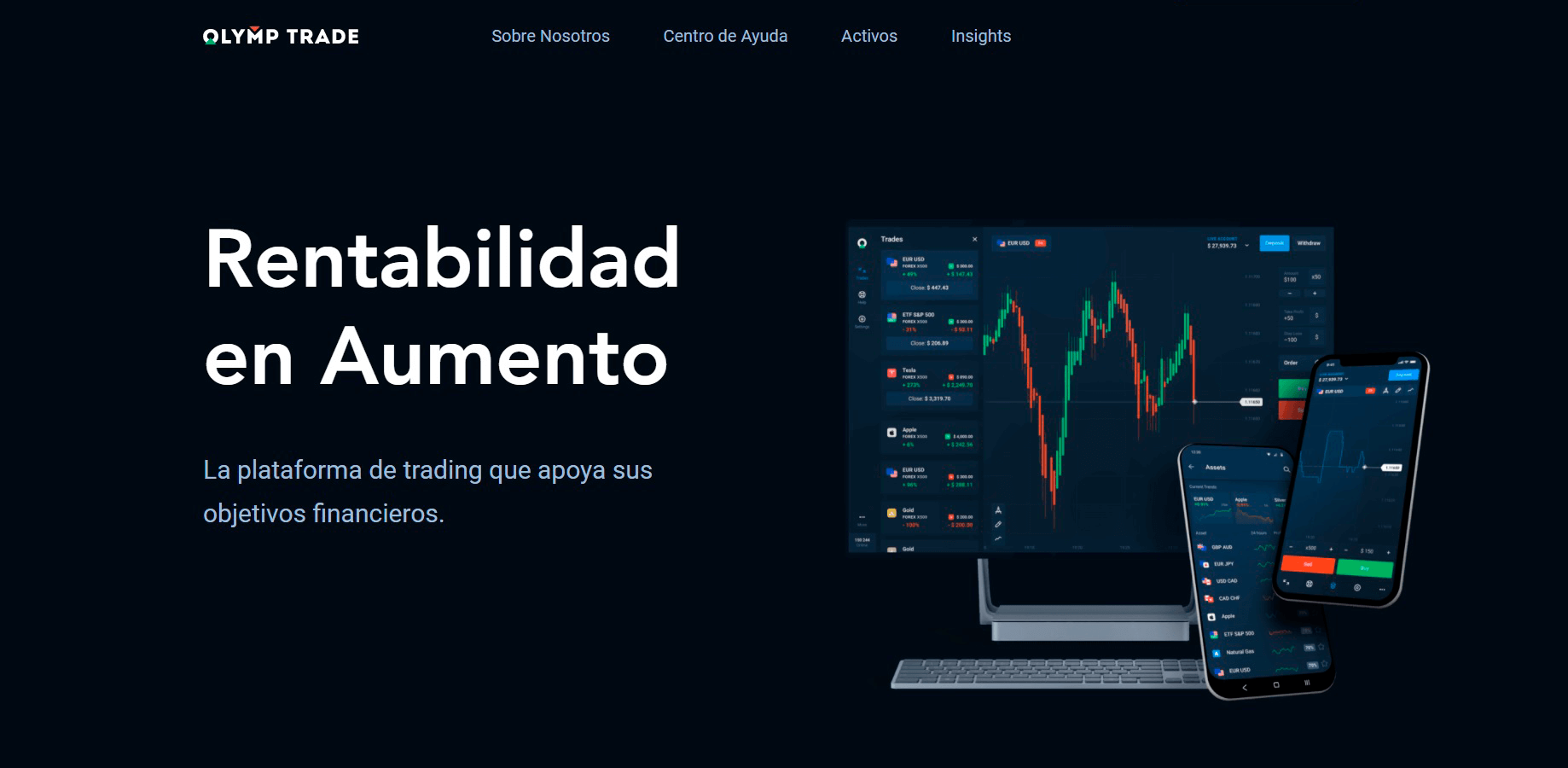 Página de inicio de Binomo