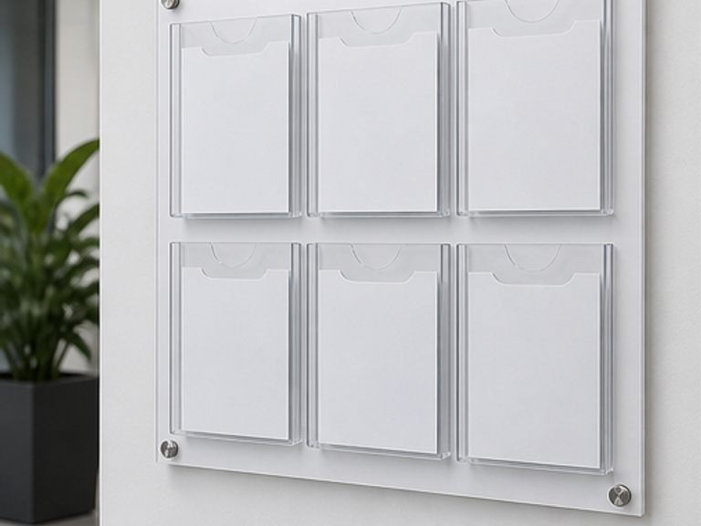 3D Рендер — информационный стенд с шестью карманами А4