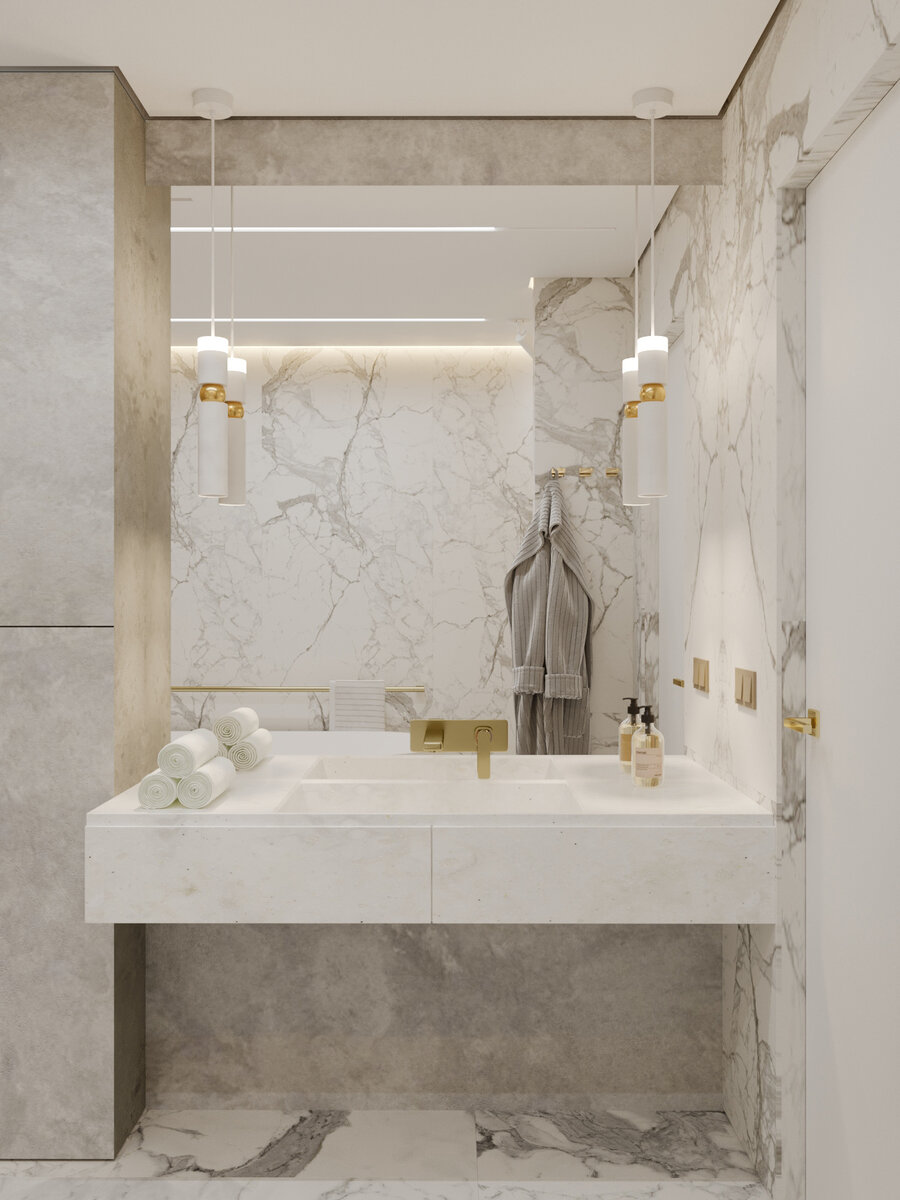 Какие приемы в оформлении ванной комнаты наиболее популярны в дизайне интерьера в 2023 году? Дизайнеры из студии I AM DESIGN покажут вам на примерах самые лучшие идеи!-4