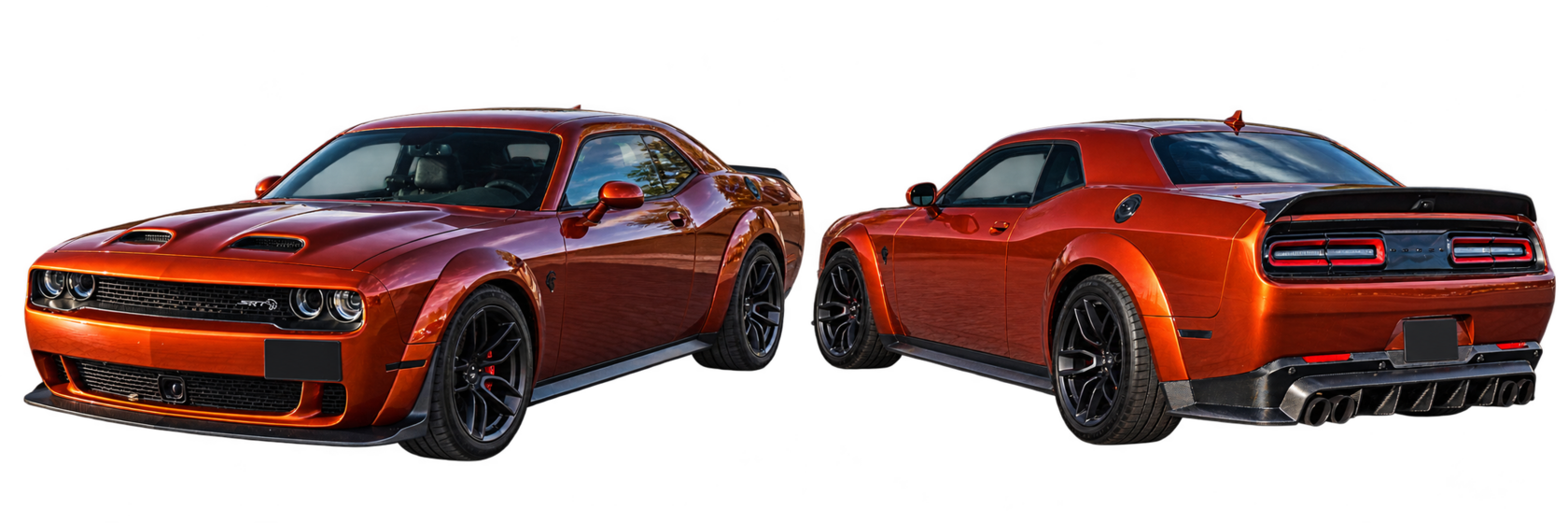 Dodge Challenger Hellcat: вид спереди в три четверти, без госномера