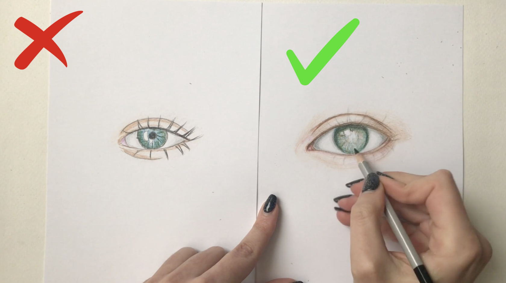 как нарисовать глаз карандашами