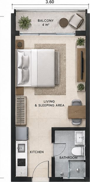 Планировка студии 32 м²