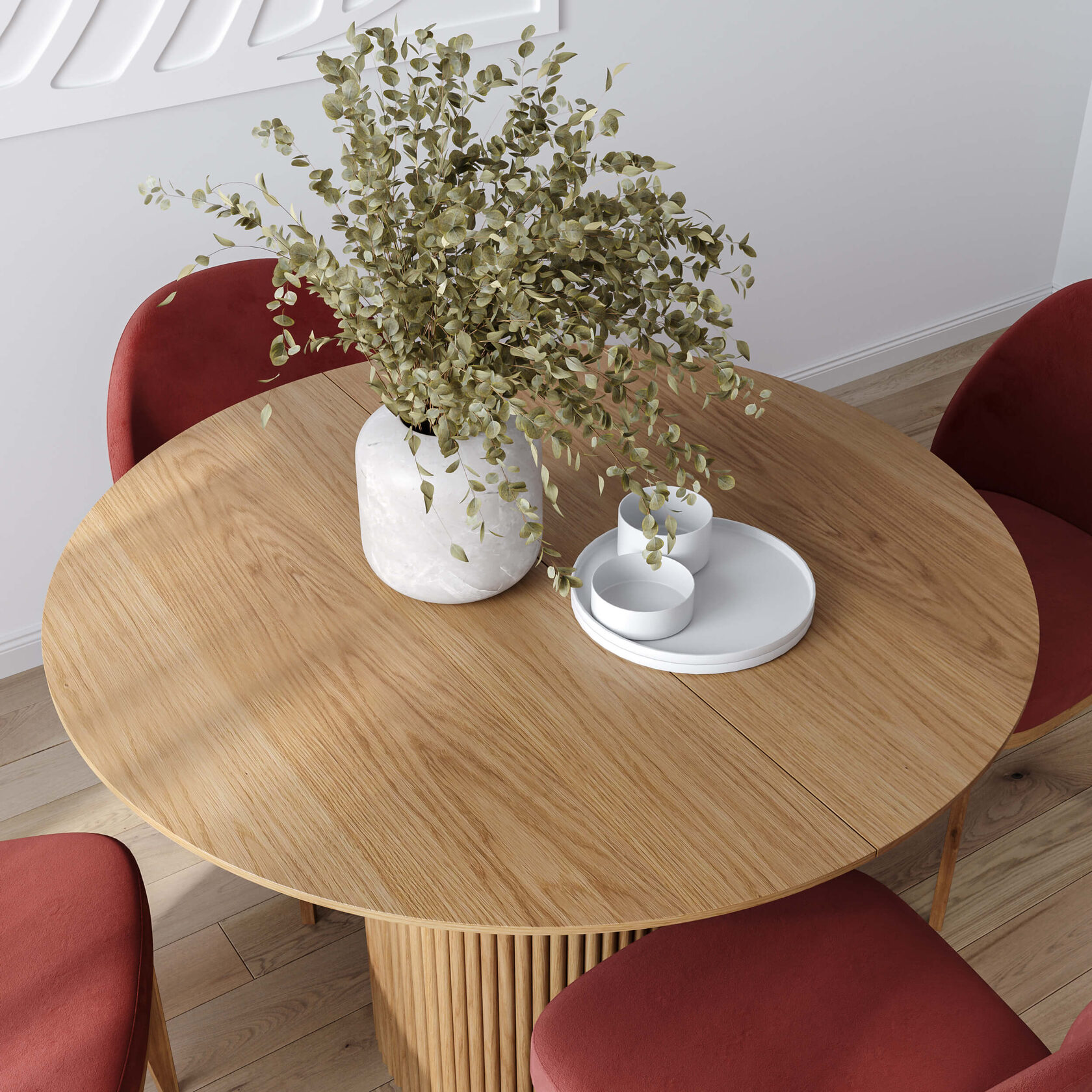 Круглый раздвижной обеденный стол Феникс дуб NAPILILI