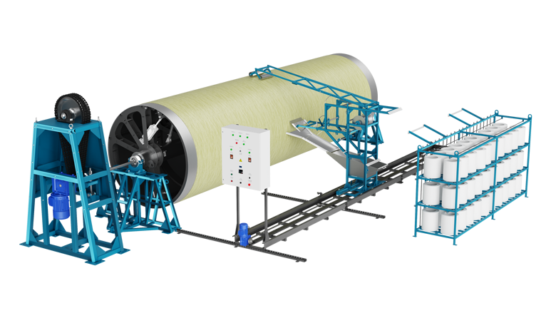 Практик инжиниринг. Оборудование для изготовления стеклопластиковых емкостей. Линия для производства стеклопластиковых емкостей оснастка. Барабан для намотки емкостей из стекловолокна. Стеклопластиковая емкость с площадкой.