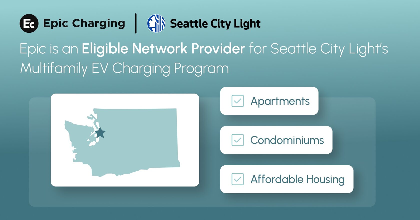 Epic Charging is an approved network provider for Seattle City Light&amp;amp;amp;amp;amp;amp;amp;amp;amp;amp;amp;amp;amp;amp;amp;amp;amp;#39;s Multifamily EV Charging Program