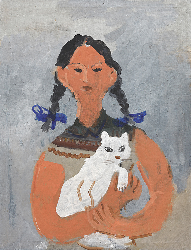 Девушка с кошкой. Около 1948