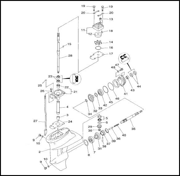Редуктор в сборе Yamaha/Gladiator/Hidea/ Sea-Pro 2T 9.9-15 л.с ...