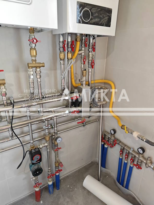 Монтаж котельной с газовым котлом, работающим на сжиженном газе от газгольдера