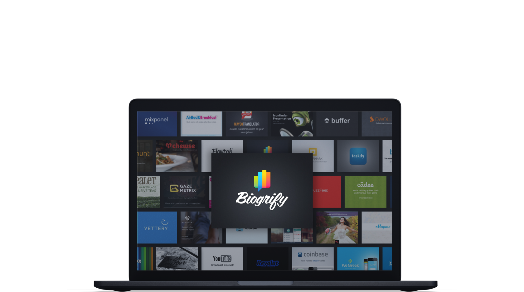 мокап ноутбука с Biogrify на экране