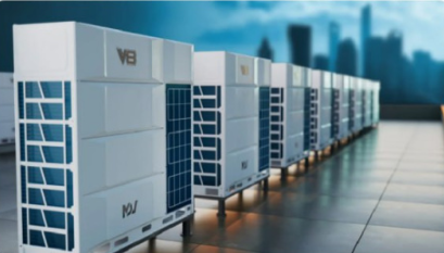 VRF air conditioners brand MDV on the roof of the building