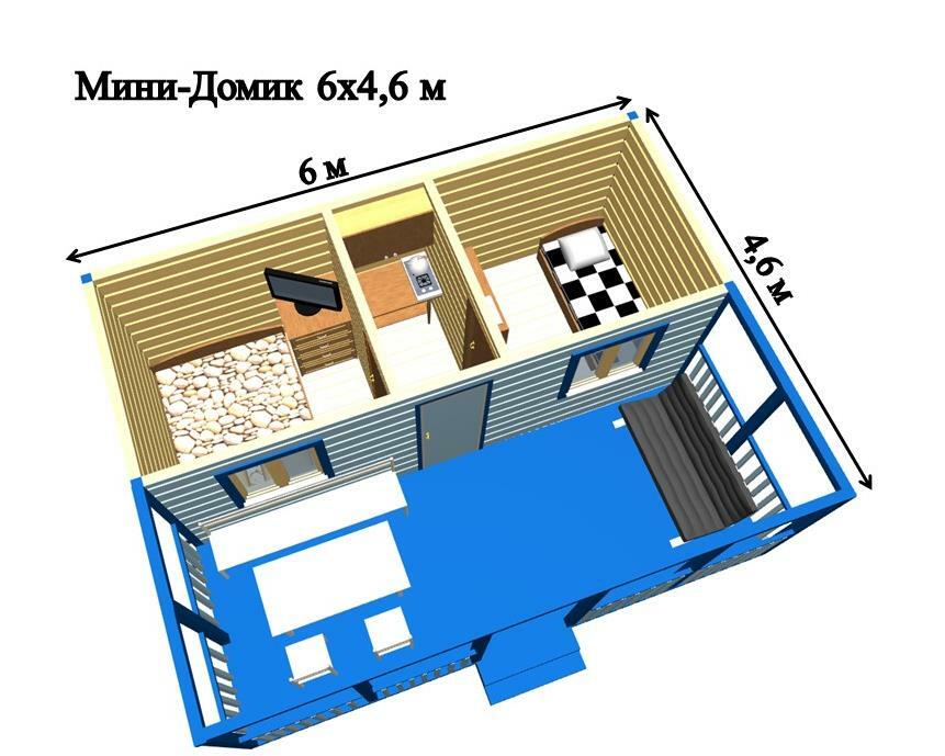 Проект мини дома 6х4