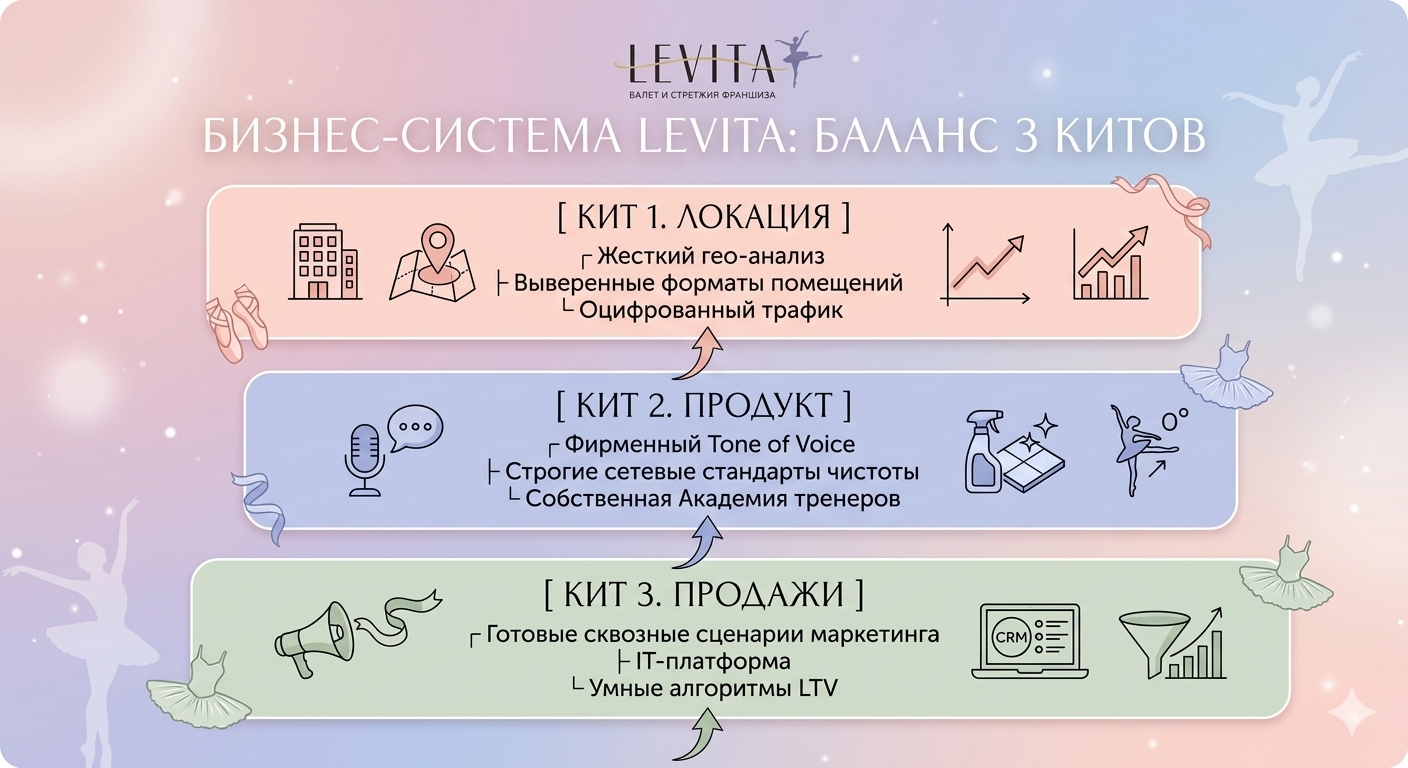 Бизнес-система LEVITA: баланс 3 китов — локация, продукт, продажи