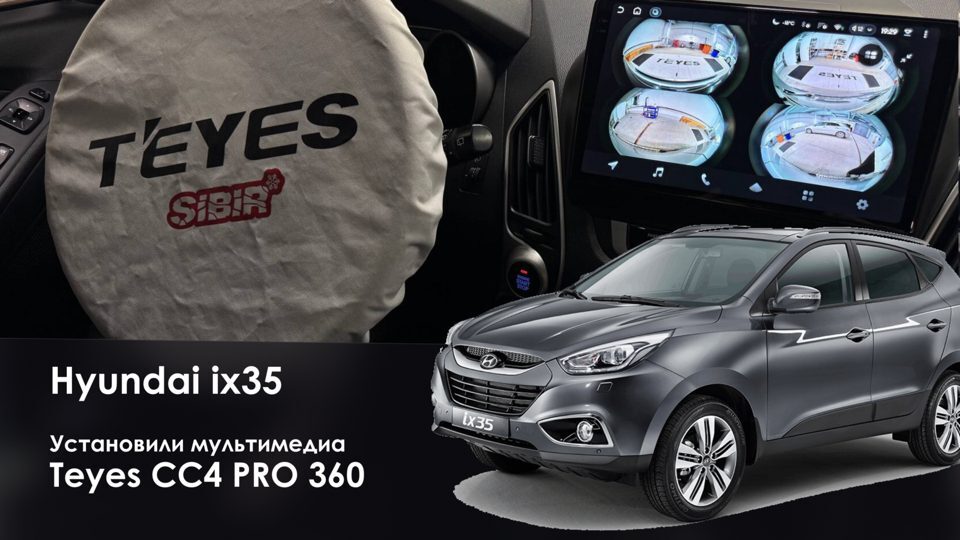 Четыре камеры кругового обзора на экране Teyes CC4 PRO в Hyundai ix35