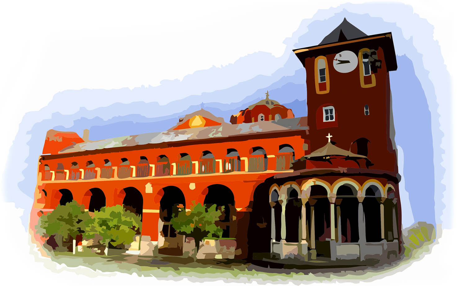 Монастырь Ватопед стилизованное изображение