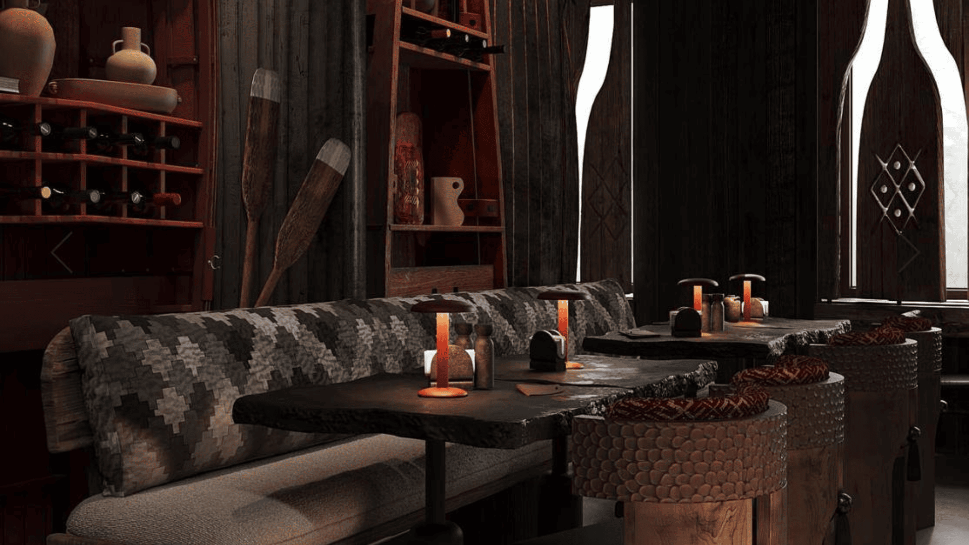 дизайн, дизайн ресторана, интерьер в русском стиле, интерьер рыбацкой деревни,