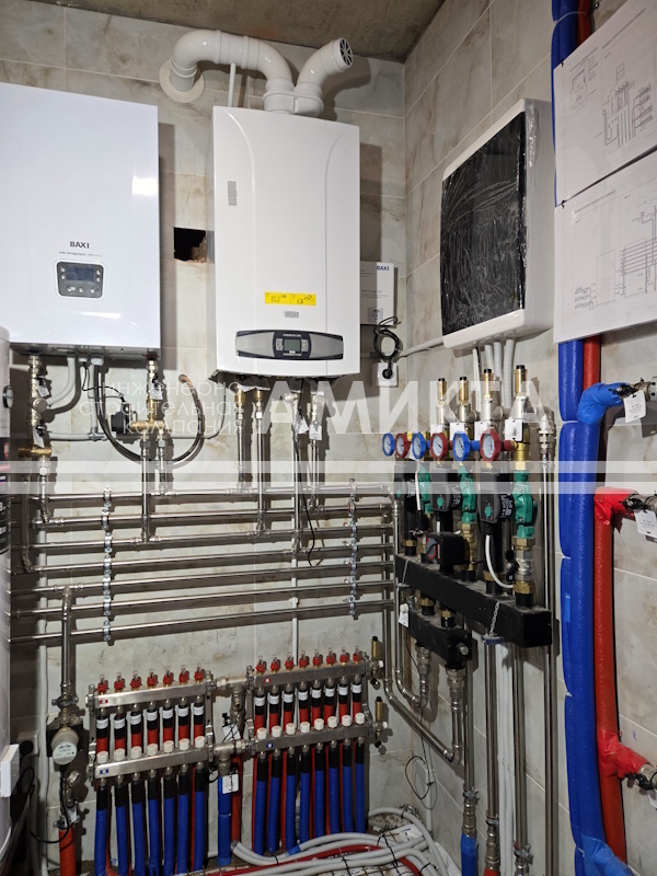 Технические решения для систем отопления и ГВС от котла в частном доме. Установка бойлеров косвенного нагрева, разводка труб PEX-a и установка защиты от протечек Neptun по СП 30.13330.2020.