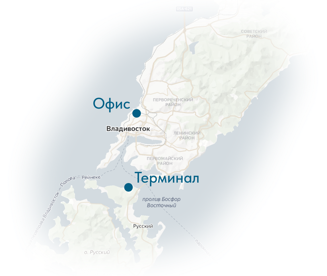 карта Владивостока с отметкой