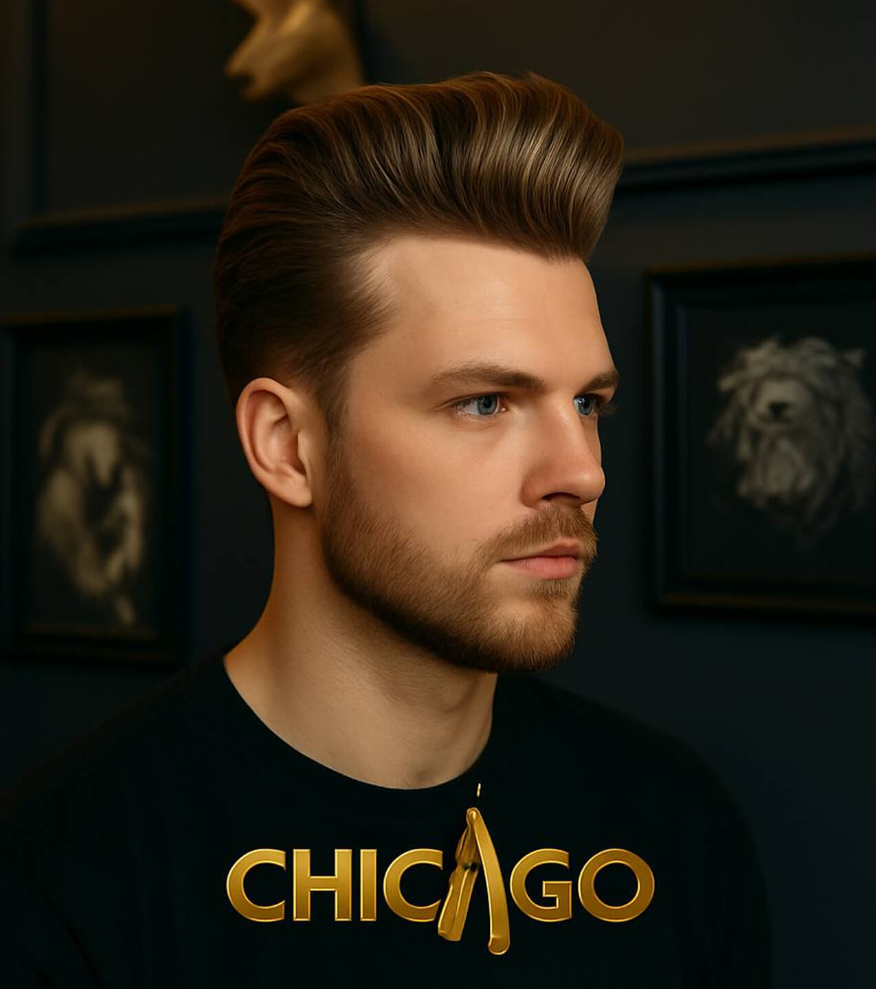 Стрижка Pompadour Modern — барбершоп CHICAGO, Екатеринбург