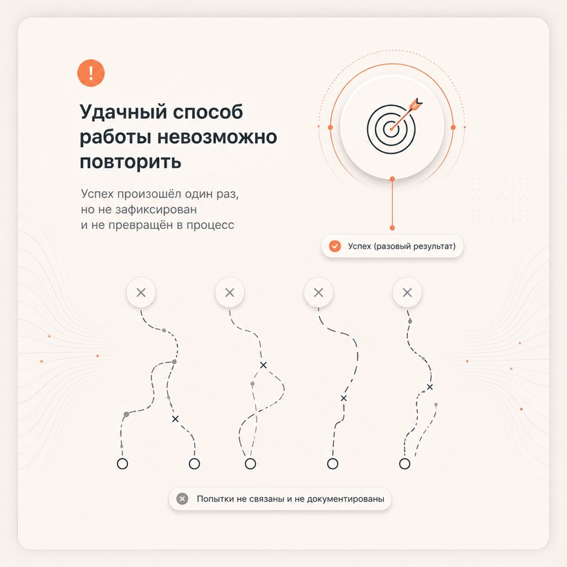 Разовый успех без закреплённого процесса