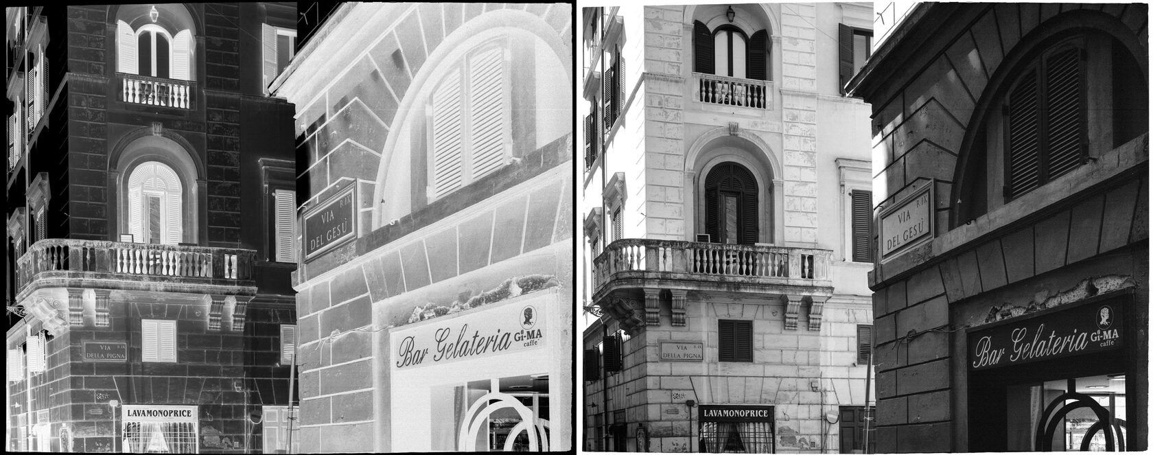 Via del Gesù. Rome. 2014. BW Negative 4×5 inch.