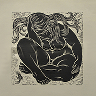 engraving linocut Nude