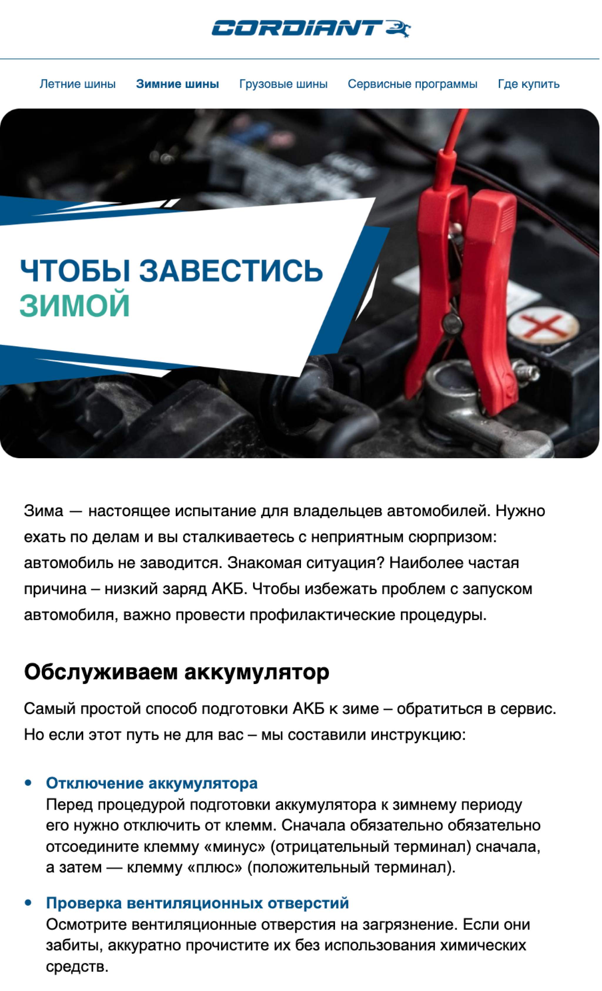 Шины Cordiant: как общаться с базой в сезон и после него - фото №2