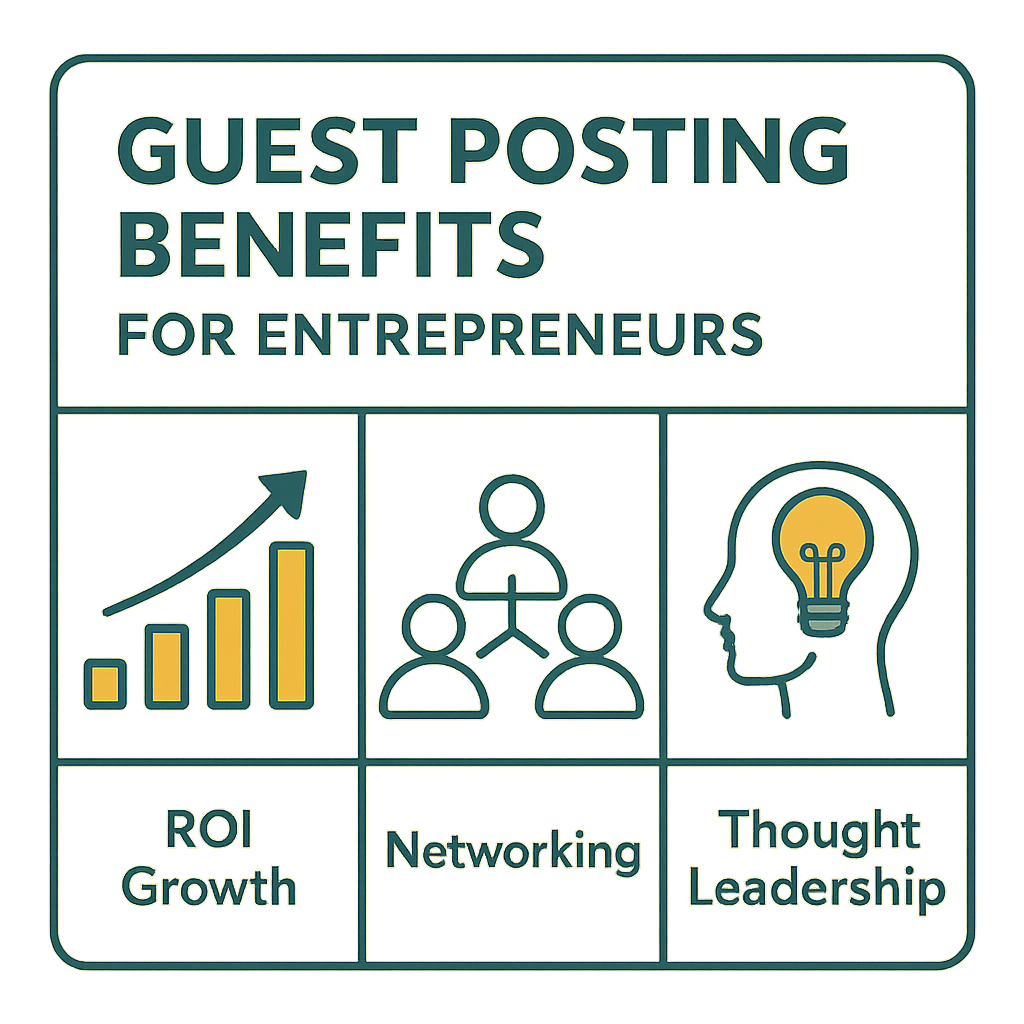 Guest posting benefits infographic for startup founders and business owners