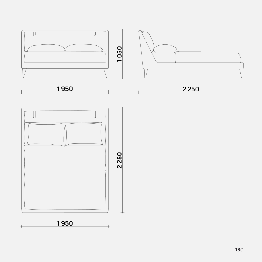 Элегантная двуспальная кровать Cuddle от Simple Form с мягким изголовьем и минималистичным дизайном, идеально подходящая для современного интерьера спальни.