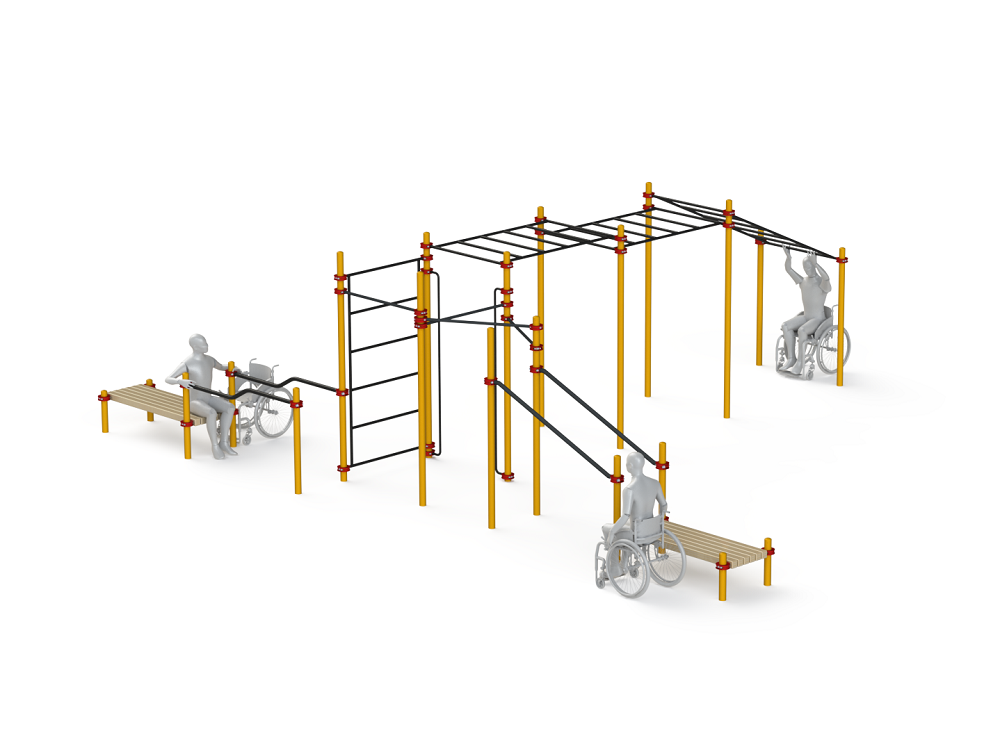 Спортивный комплекс для инвалидов. Комплекс для инвалидов колясочников. Воркаут комплекс для инвалидов-колясочников. Воркаут для инвалидов колясочников.