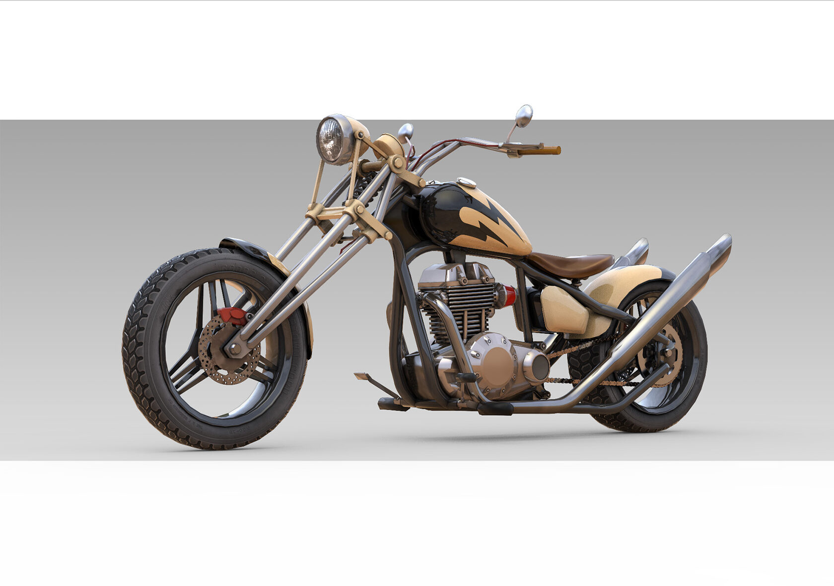 3D-модель мотоцикла Skeleton с кастомным дизайном