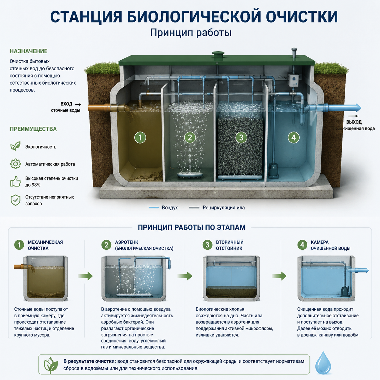 Станция глубокой биологической очистки