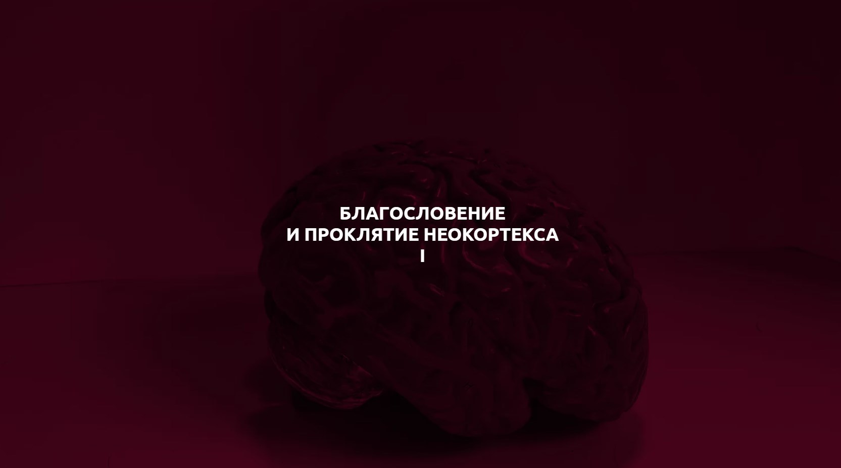 Благословение и проклятие неокортекса I