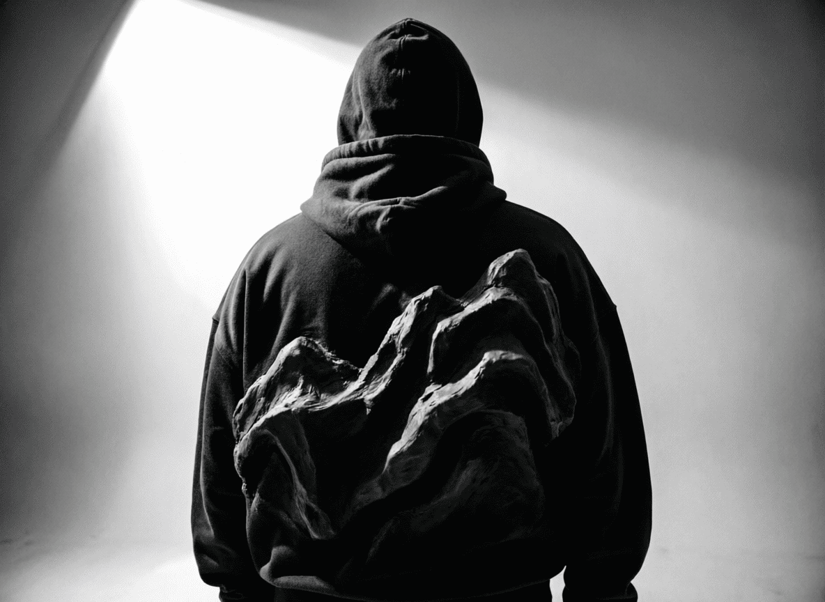 черный худи оверсайз с капюшоном