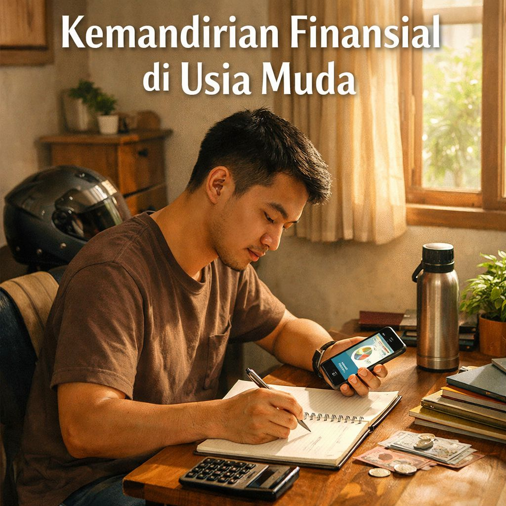 Anak muda mengatur keuangan pribadi dan mencatat anggaran untuk membangun kemandirian finansial di usia muda