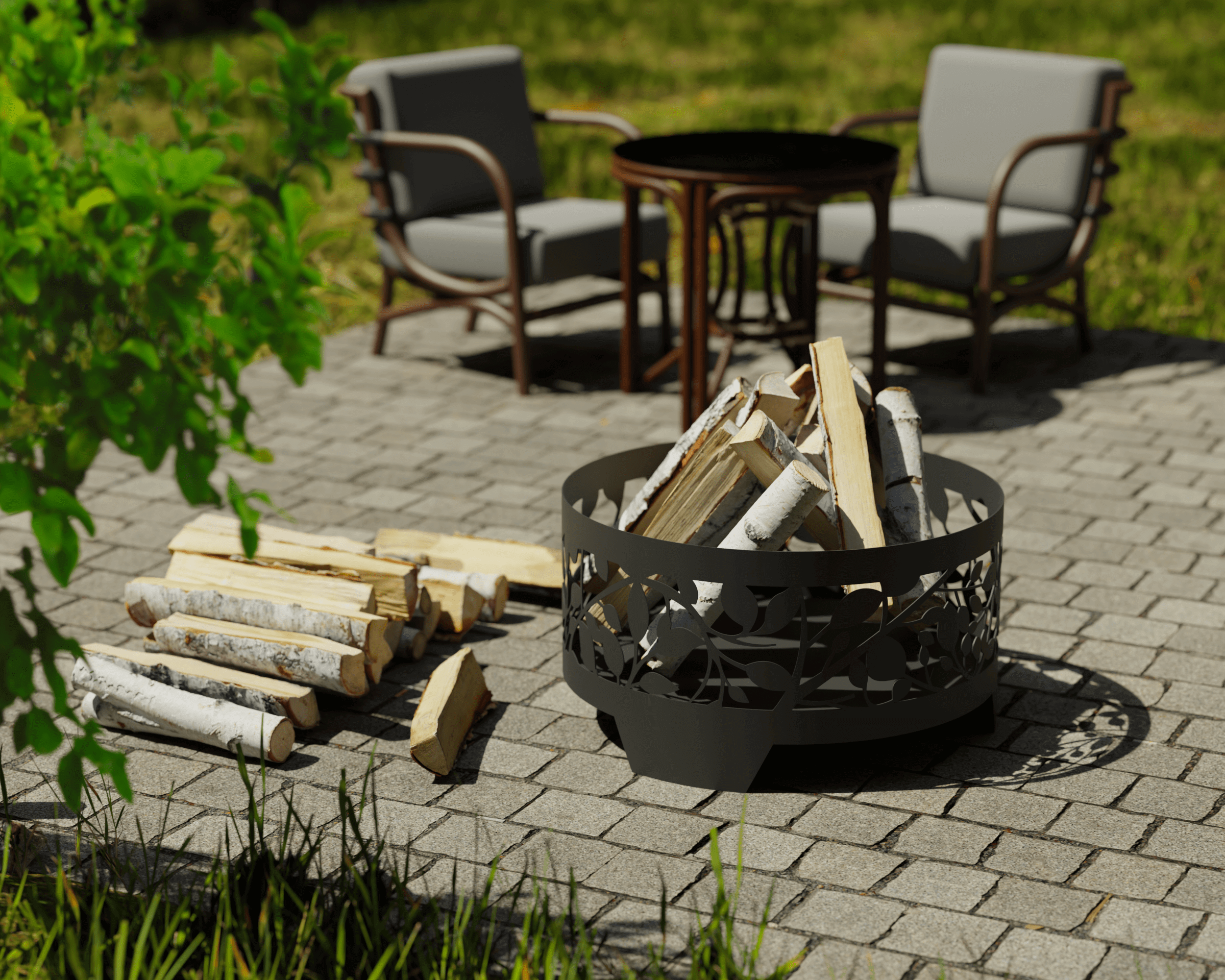 Костровая чаша Листики 65 см для дачи