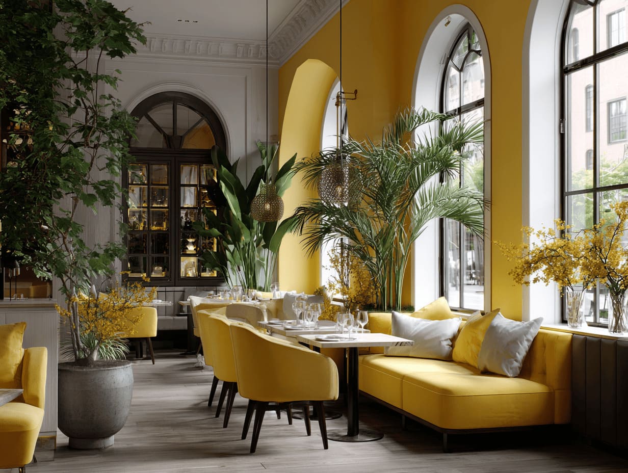 Ресторан в желтом цвете