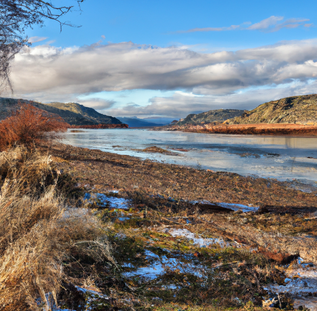 Image: A river flowing through a changing landscape, symbolizing adaptability