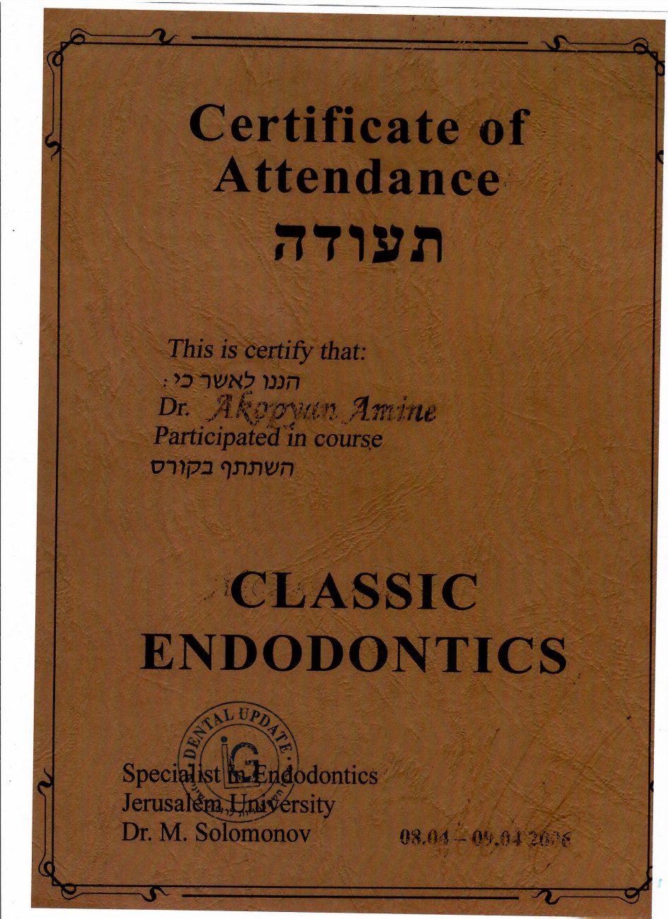 Classic Endodontics — курс Dr. M. Solomonov, Иерусалим