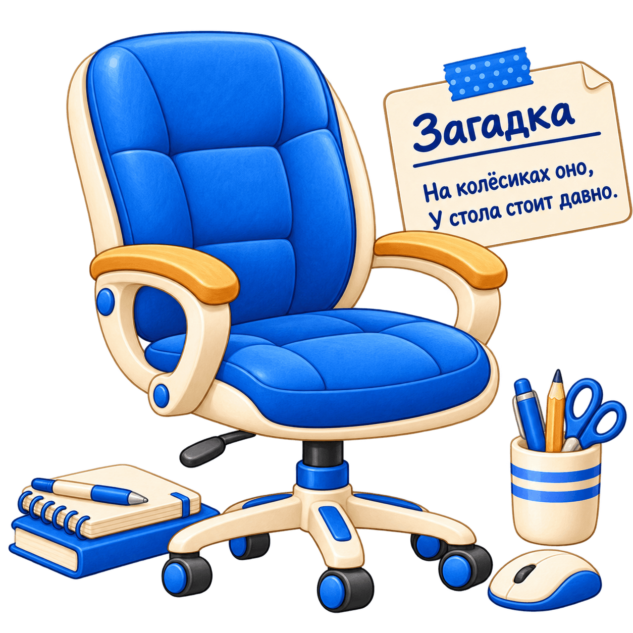 Офисное кресло и записка для домашнего квеста