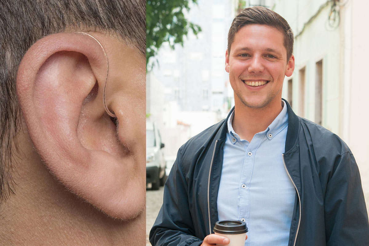 Заушный слуховой аппарат  с ресивером 