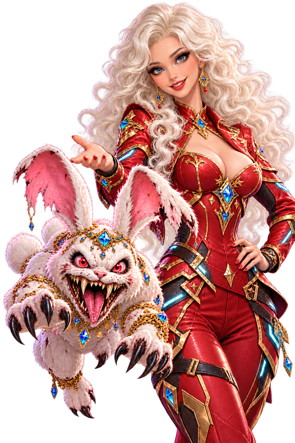 The heroine with her monster rabbit