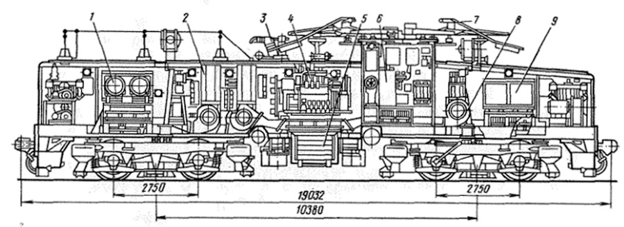 Тяговый агрегат ОПЭ1А чертеж