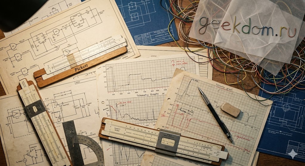 Чертежи и схемы на столе инженера аэрокосмической отрасли.