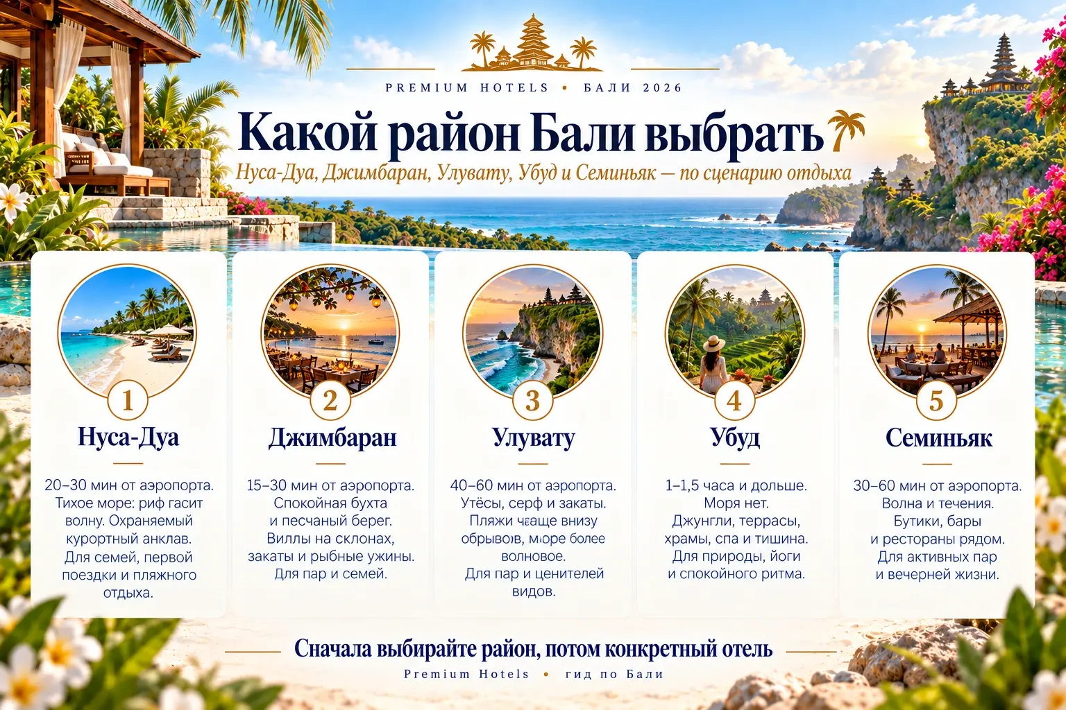 Какой район Бали выбрать: Нуса-Дуа, Джимбаран, Улувату, Убуд и Семиньяк