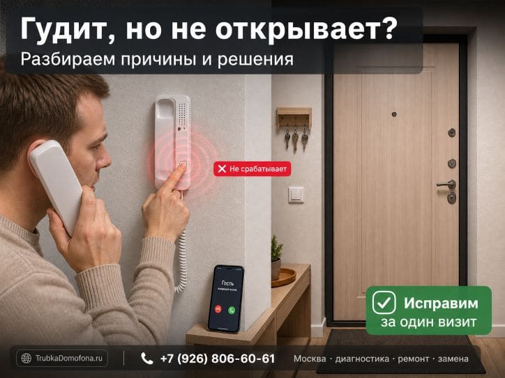 Трубка домофона гудит но не открывает: что происходит и как исправить