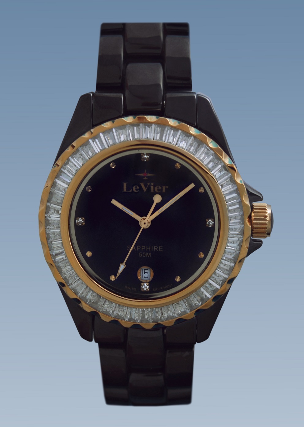 Купить женские керамические часы LeVier L 1802 L Bl/Gold