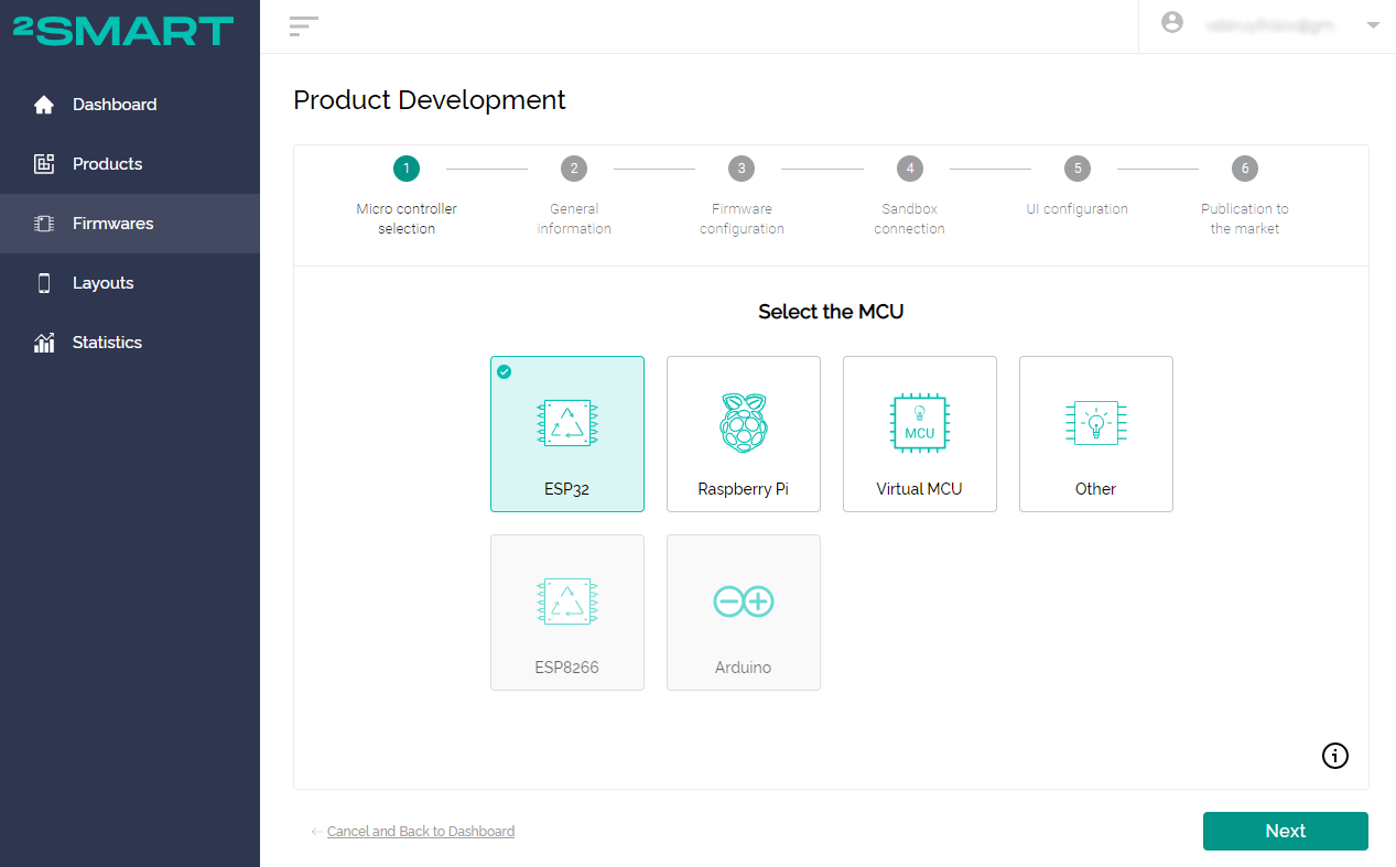 Microcontroller selection window