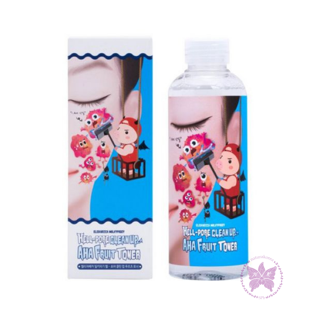 Elizavecca hell pore aha fruit. Hell-Pore clean up, фруктовый тоник с АГК, 200 мл. Тонер с фруктовыми кислотами Elizavecca Milky Piggy Hell-Pore clean up Aha Fruit Toner 200 гр.. Тонер с фруктовыми кислотами форум. Тоник от прыщей с кислотами well Pore clean up.