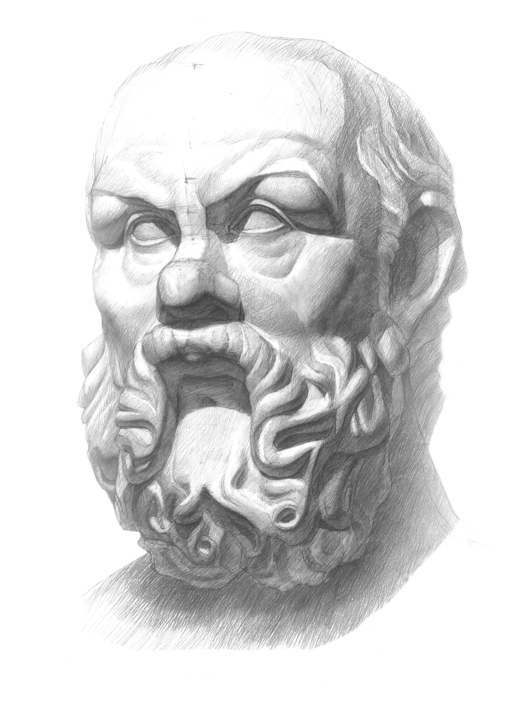 Академический рисунок гипсовой головы Сократа