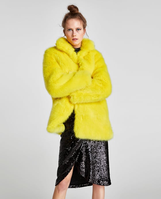 Yellow fur. Шуба monochrome. Zara куртка из искусственного меха арт.8491/240.